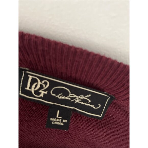 DG2 Diane Gilman Sweater Maroon Ruffle Sleeve & Hem Burgundy Large - Picture 4 of 5